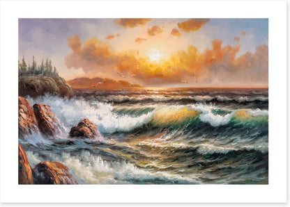 Wild wave sundown