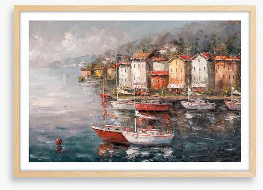 Stormy harbour sailboats