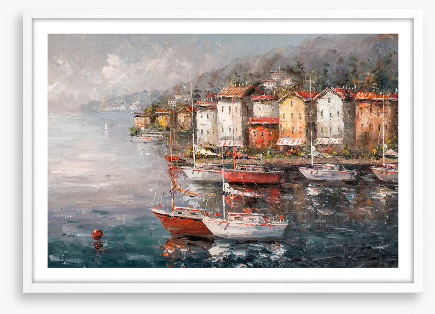 Stormy harbour sailboats