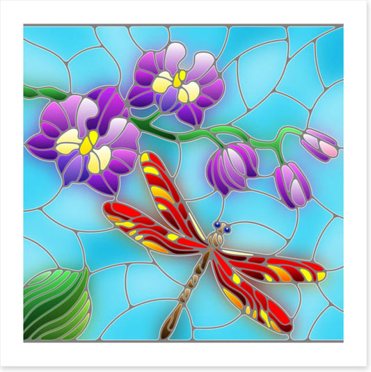 Red dragonfly window