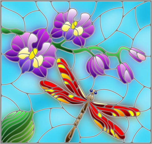 Red dragonfly window