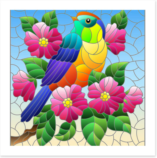 Bird and bloom window