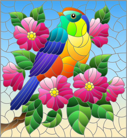 Bird and bloom window