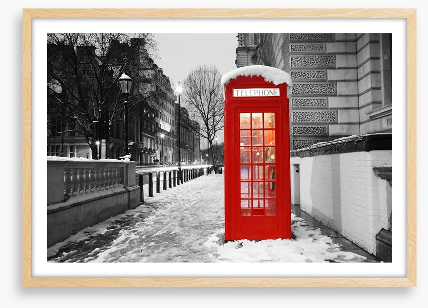 Telephone box in the snow, London