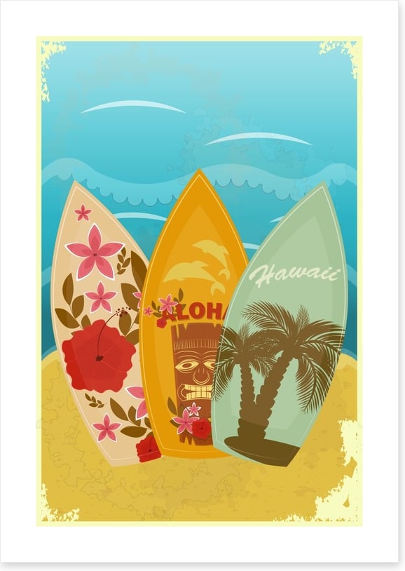 Retro Hawaiian surf