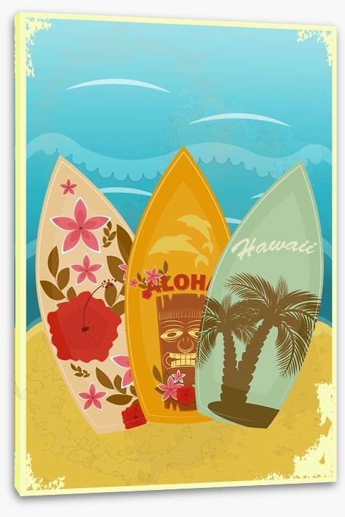 Retro Hawaiian surf