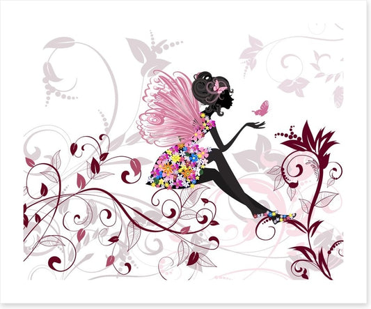Flower fairy with butterflies