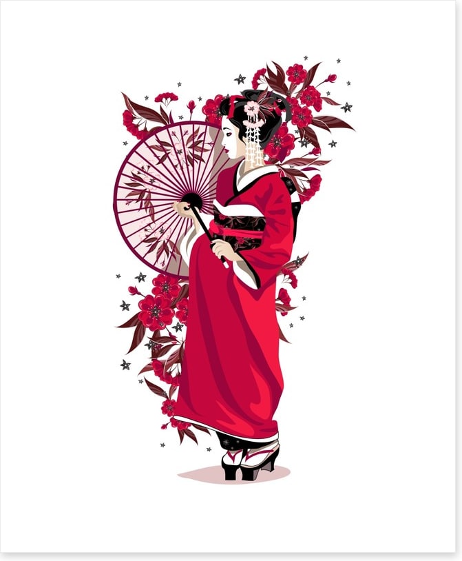 The geisha in red