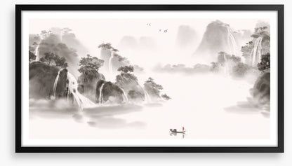 Lone fisherman lake