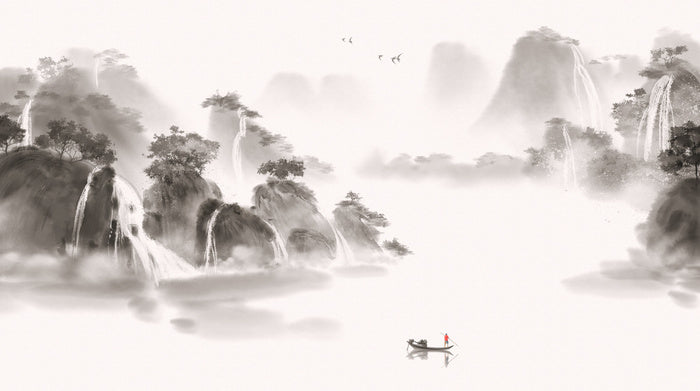 Lone fisherman lake