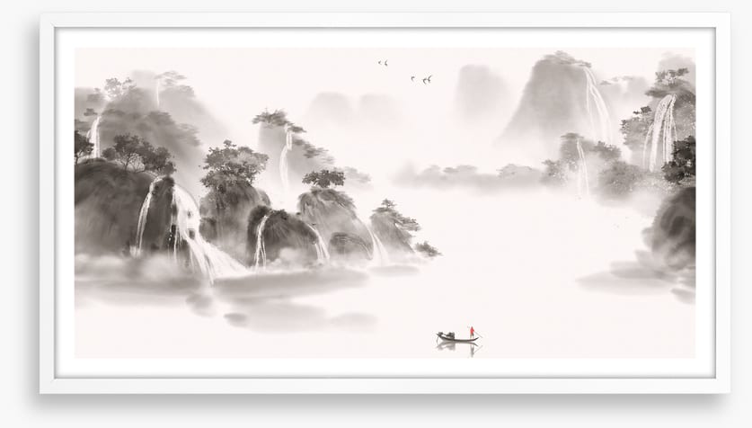 Lone fisherman lake