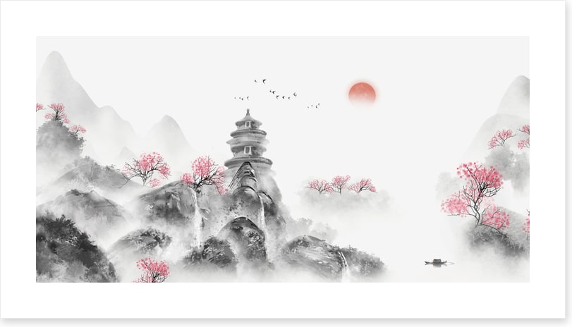 Spring sunrise pagoda