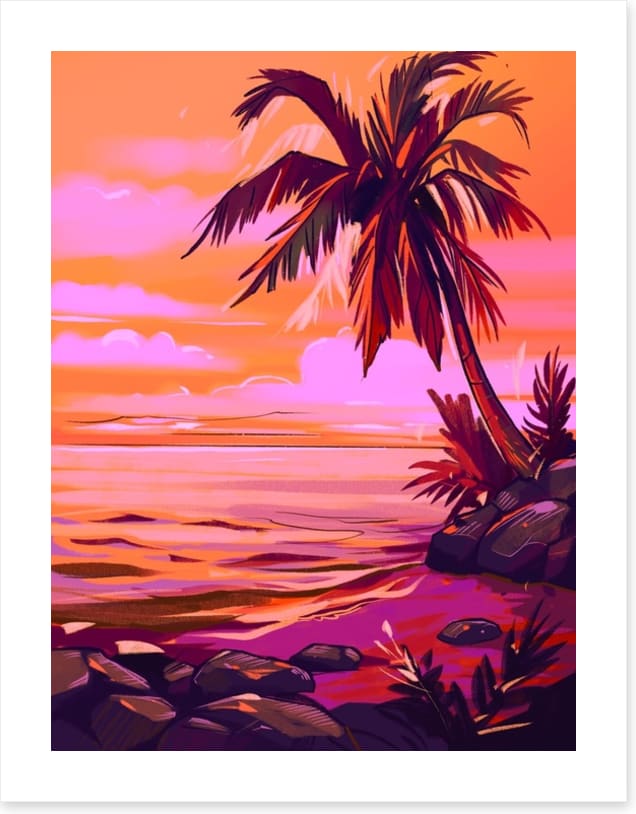 Orange sky beach