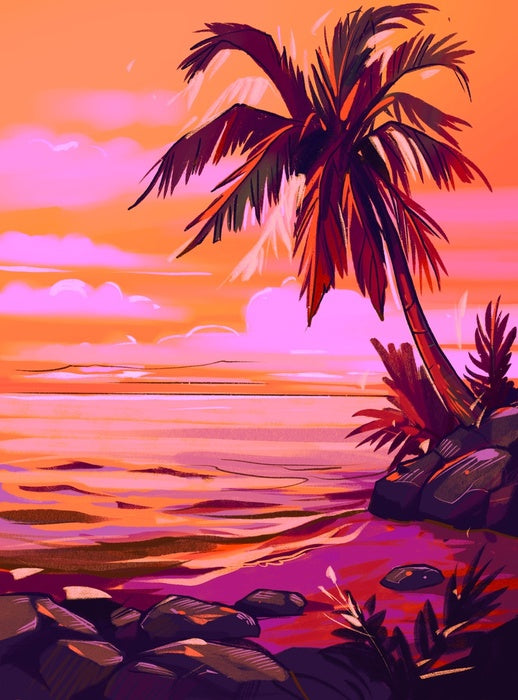 Orange sky beach