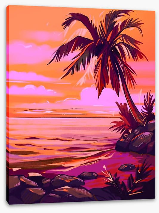 Orange sky beach
