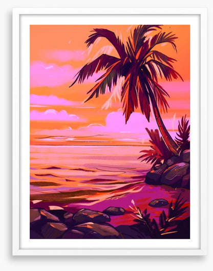 Orange sky beach
