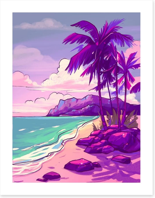 Purple sky beach