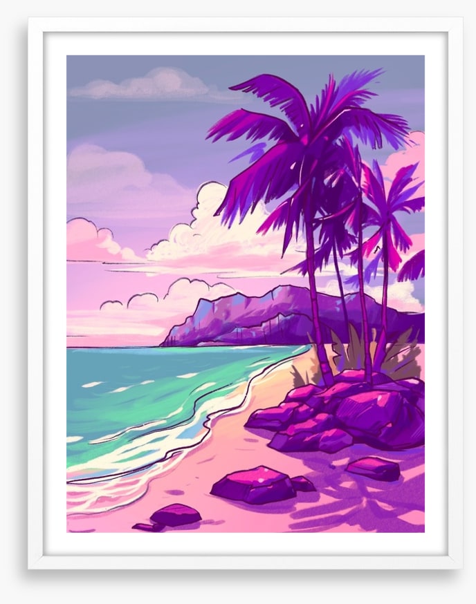Purple sky beach