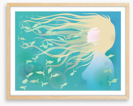 With fishes in her hair