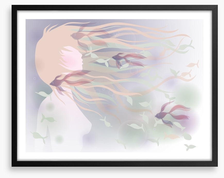 With fishes in her hair