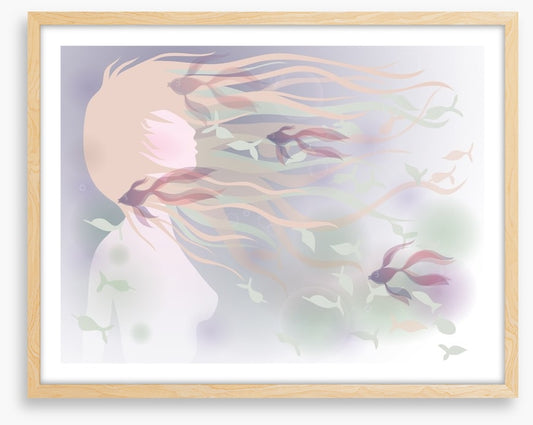 With fishes in her hair