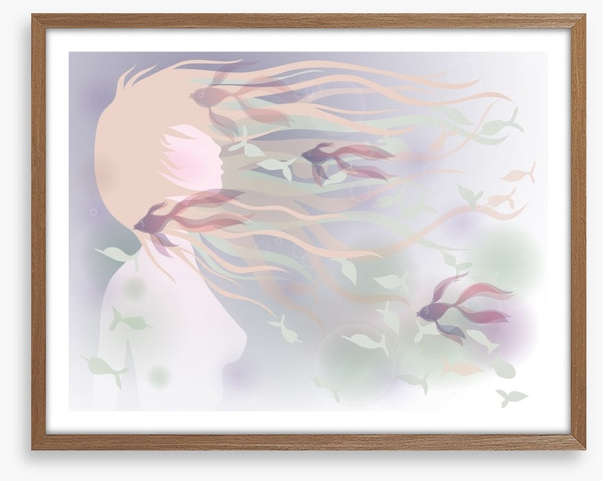 With fishes in her hair