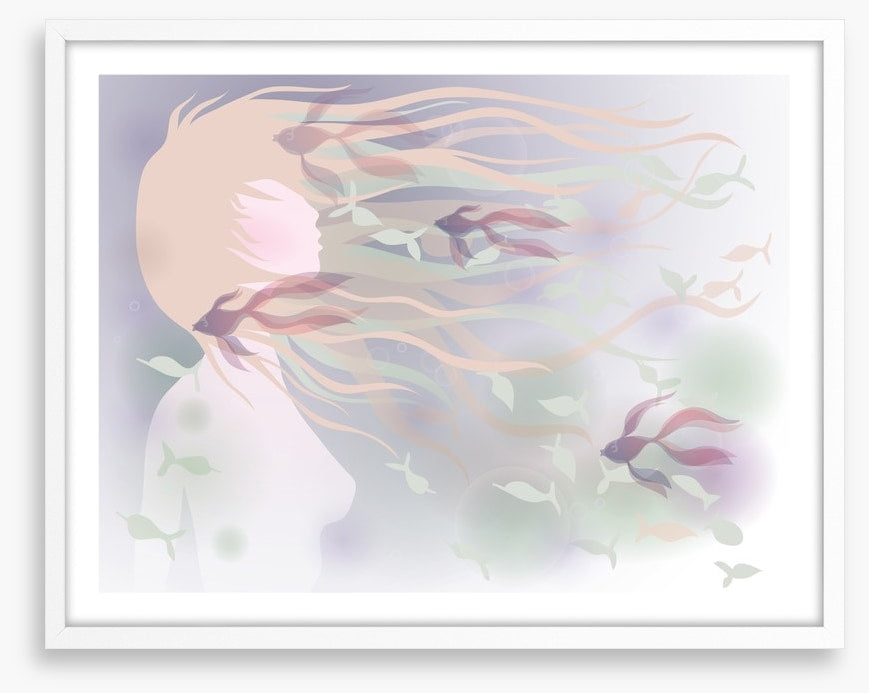 With fishes in her hair