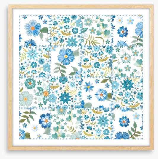 Blue daisy patchwork
