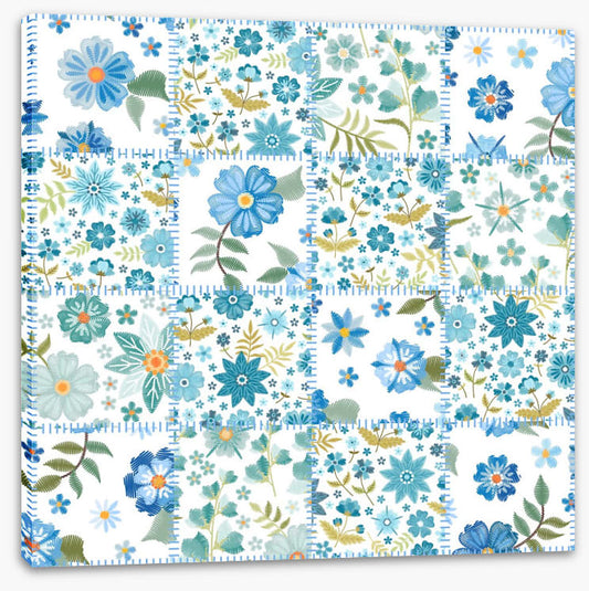 Blue daisy patchwork