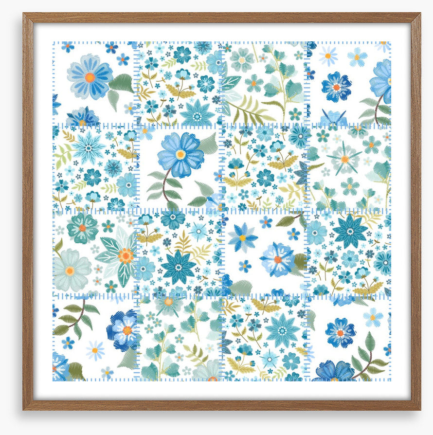 Blue daisy patchwork