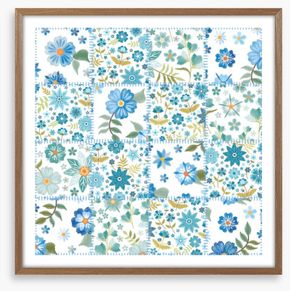 Blue daisy patchwork