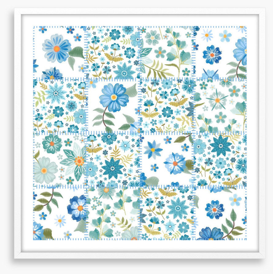 Blue daisy patchwork