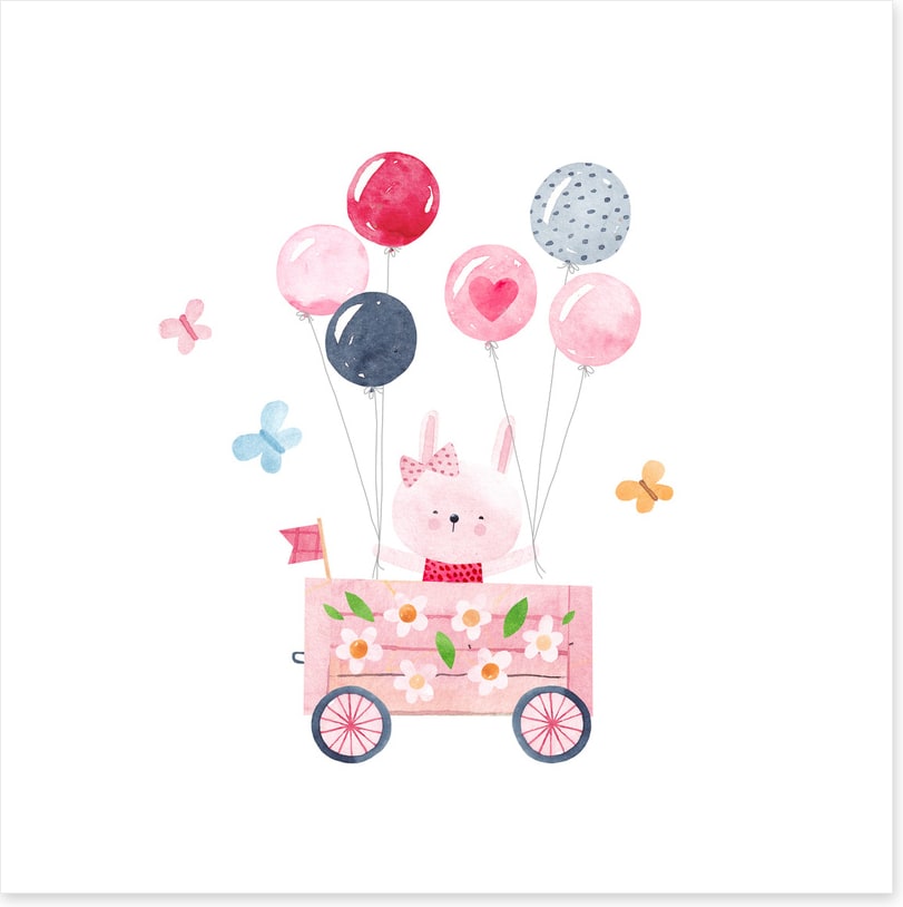 Pink balloon wagon