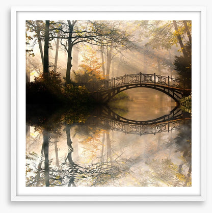 Old bridge in the misty park