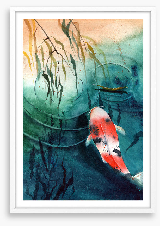 Leafy pond koi