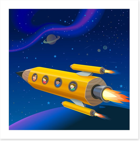 Pencil rocket to outerspace