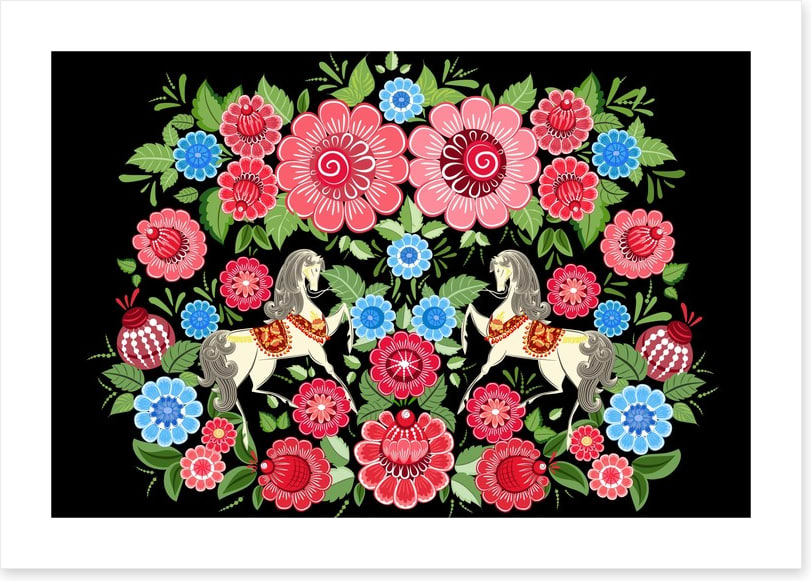 Fairy horses in flowers
