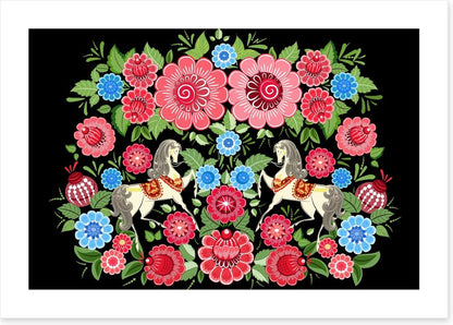 Fairy horses in flowers