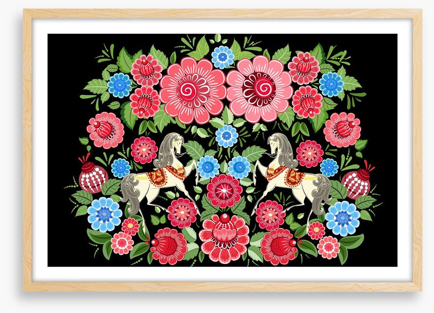 Fairy horses in flowers