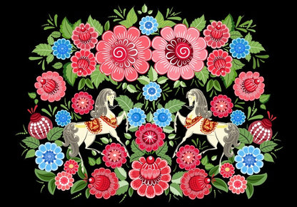 Fairy horses in flowers