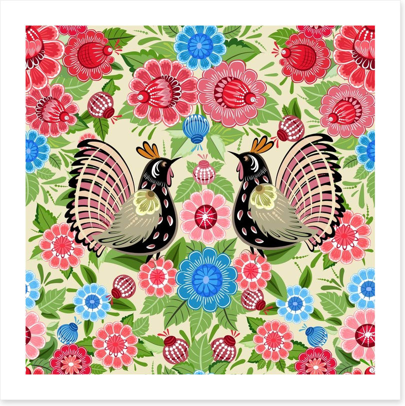 Birds and buds khokhloma
