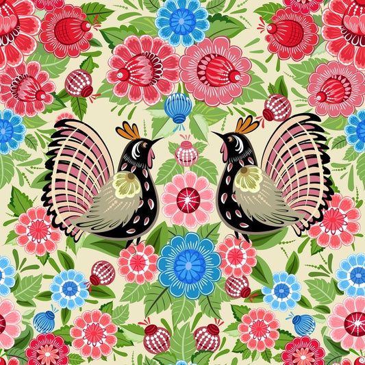 Birds and buds khokhloma