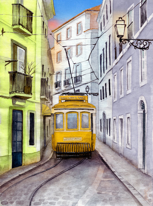 The old yellow tram