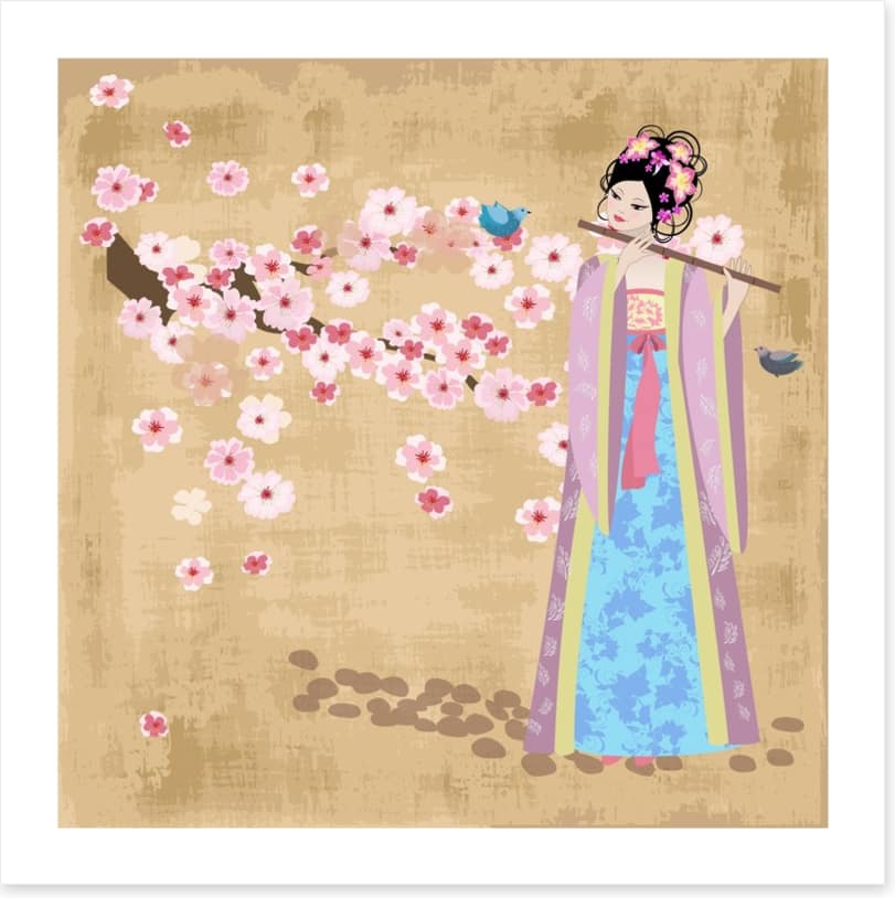 Flute and cherry blossom