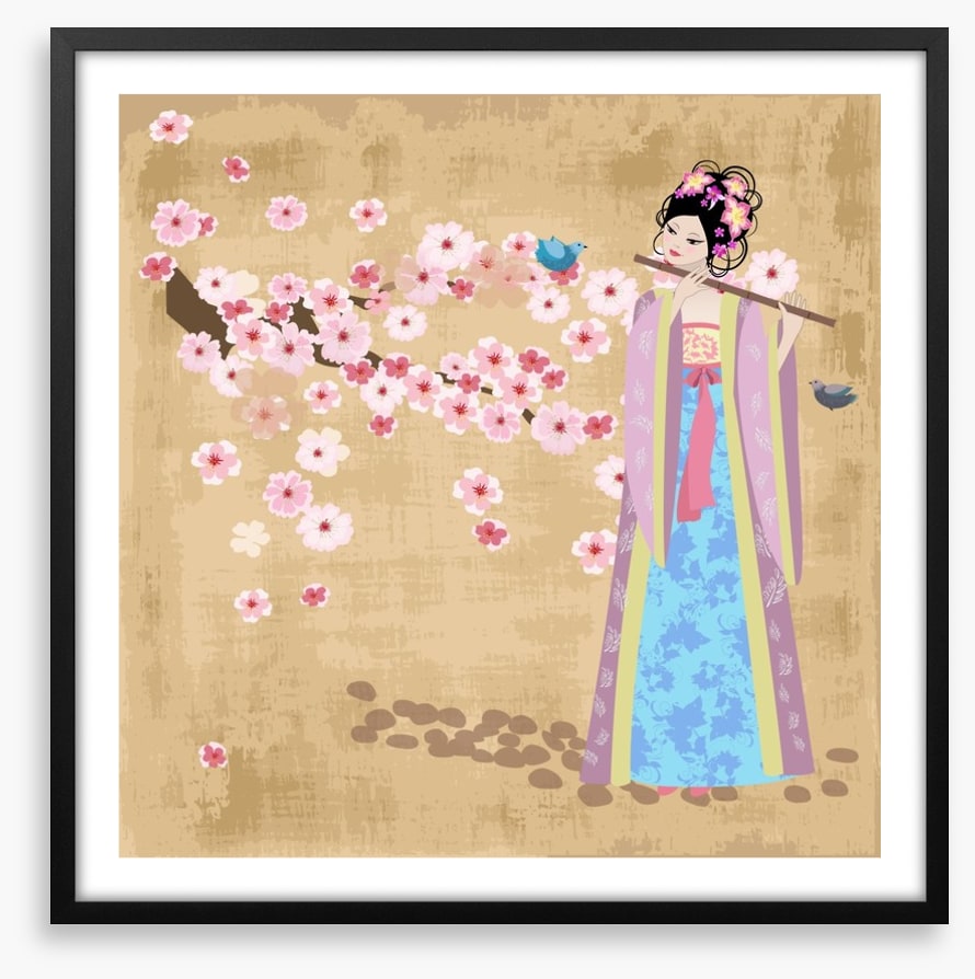 Flute and cherry blossom