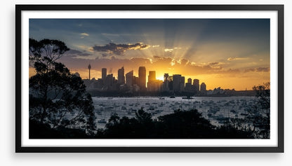 Spectacular sunset over Sydney city