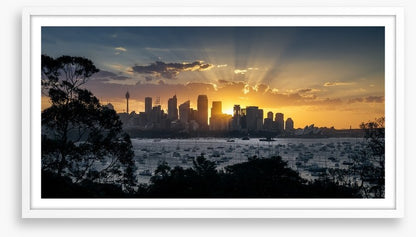 Spectacular sunset over Sydney city