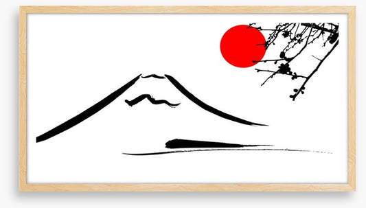Mount Fuji under the big red sun