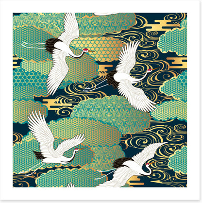 Cranes in the clouds
