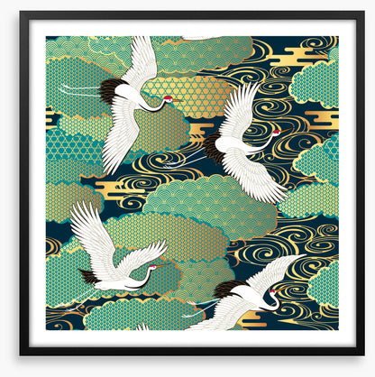 Cranes in the clouds